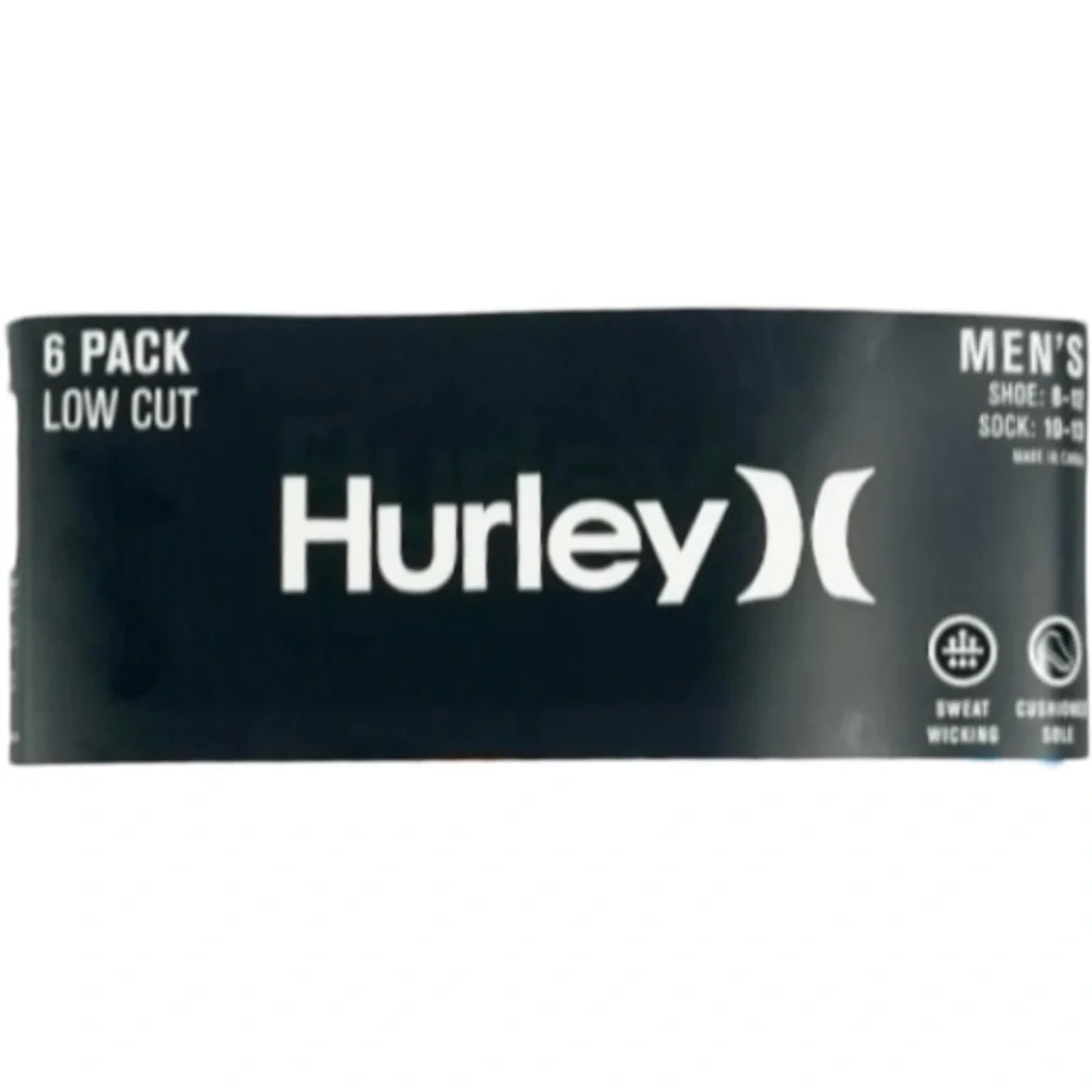 Hurley 6 Pairs Low Cut Cushioned Sole Socks NEW